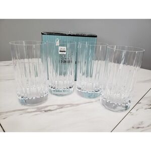 LOT SET 4 Miller Rogaska Soho Highball Tumblers 3 pc Vertical Cut Crystal Hiball